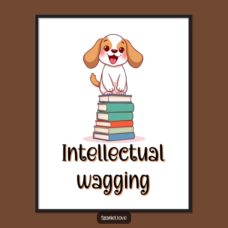 Funny Bookworm Spaniel Art Print: Instant Hilarious Literary Decor!