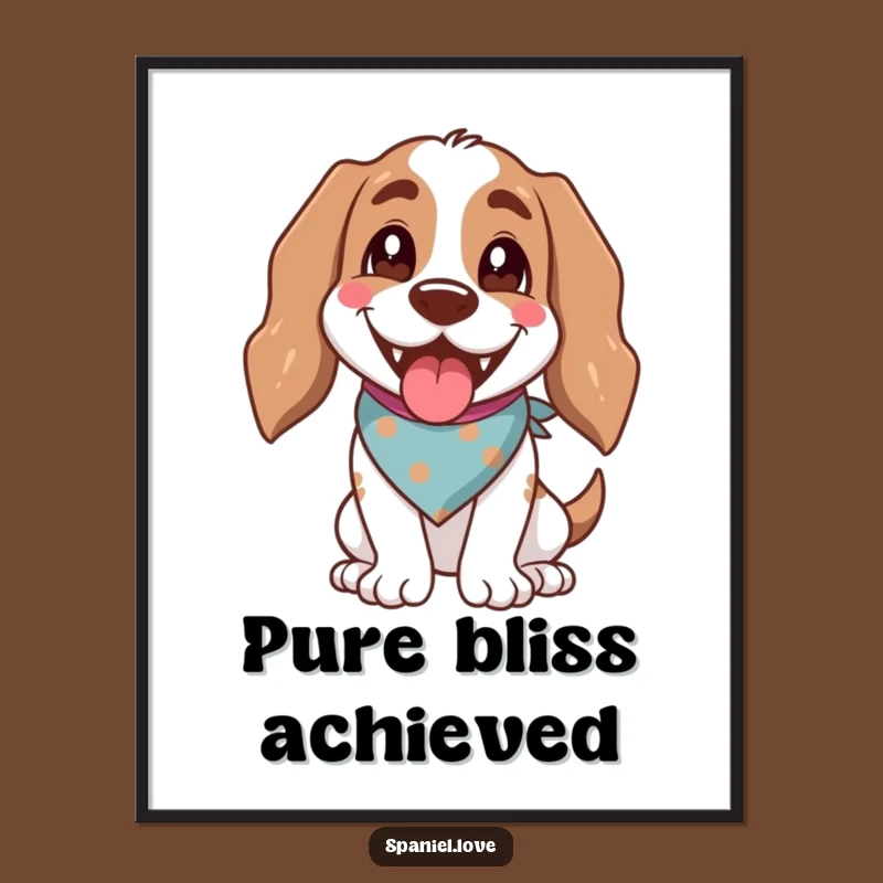 Happy Spaniel Bandana Digital Art - Cheerful Dog Wall Decor Gift