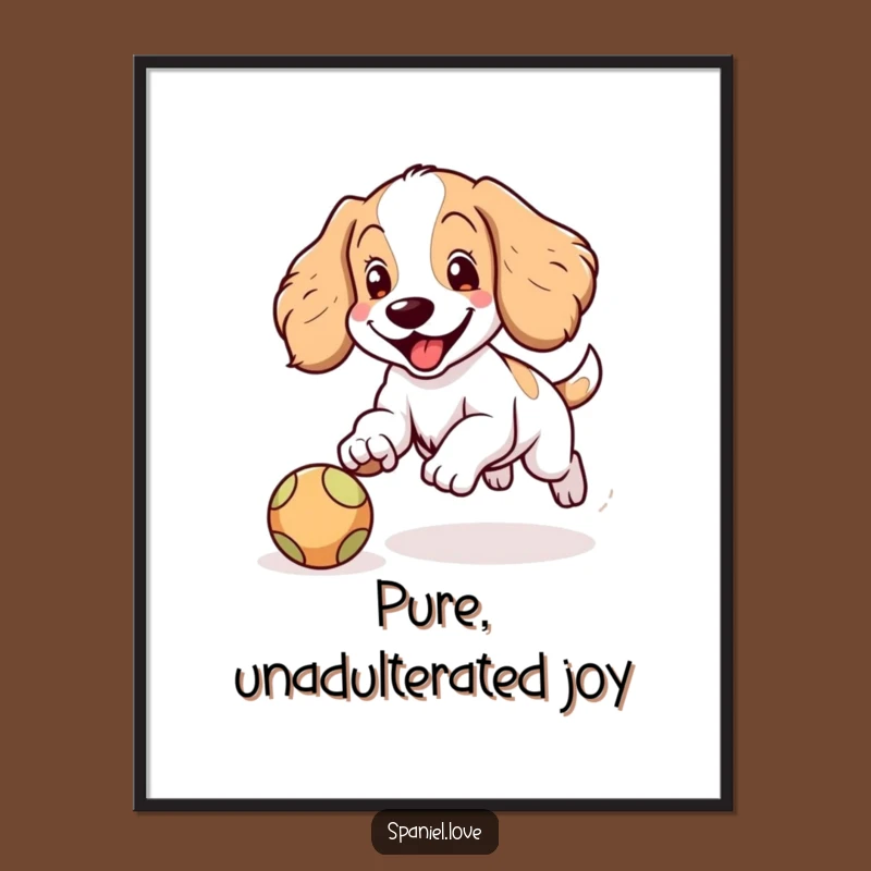 Funny Spaniel Ball Chase Digital Art: Instant Doggy Decor