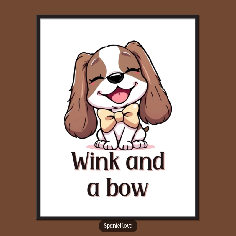 Funny Spaniel Bowtie Digital Art: Dapper Dog Artwork for Instant Download.