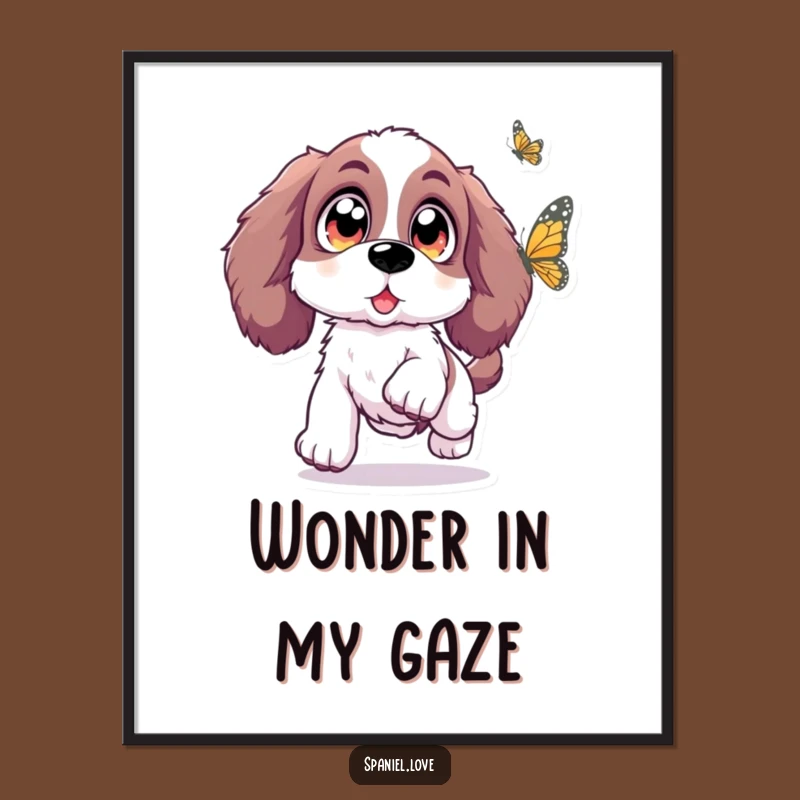 Funny Spaniel Butterfly Leap Digital Art: Instant Enchanted Decor