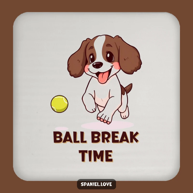 Funny Spaniel Tennis Ball Coaster: Protect Surfaces with Playful Humor!