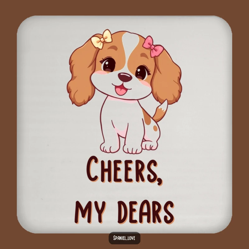 Funny Spaniel Bows Coaster: Protect Surfaces with Doggy Charm!