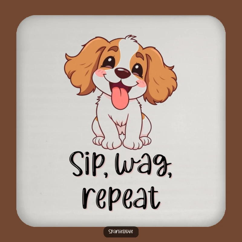 Funny Gleeful Spaniel Coaster - Spinning Dog Drink Protector, Humorous Table Accessory