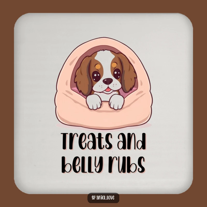 Funny Spaniel Anticipation Drink Coaster - Humorous Dog Accessory Gift