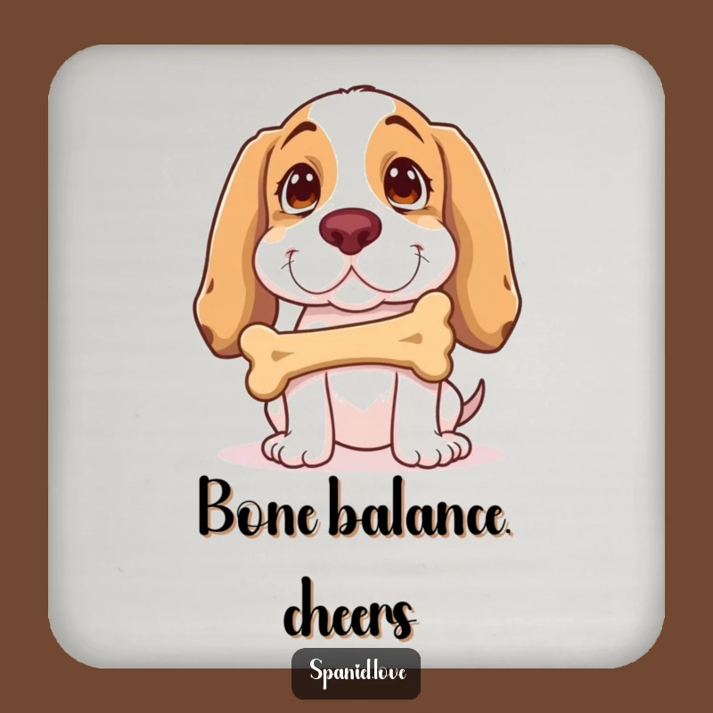 Funny Spaniel Bone Balance Coasters: Protect Your Table with Cute Dog Art