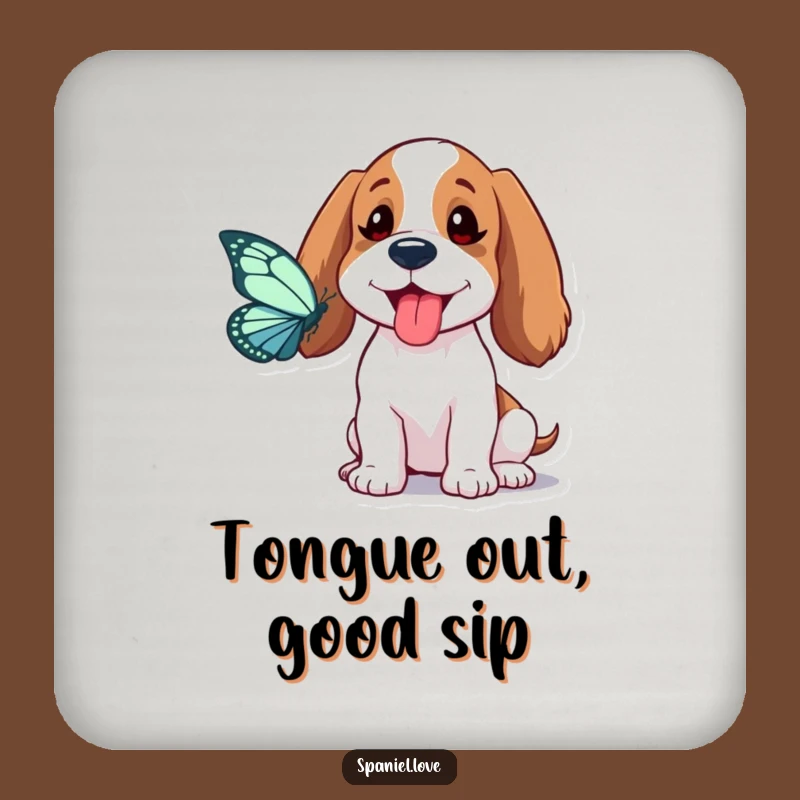 Funny Spaniel Butterfly Chase Coasters: Protect Your Table with Playful Art