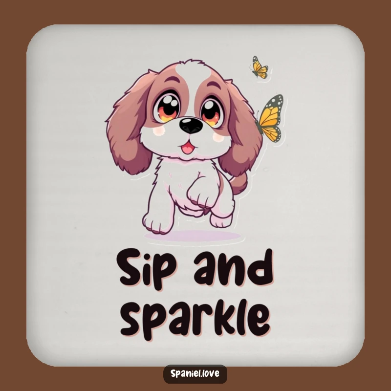 Funny Spaniel Butterfly Leap Coaster: Add Magic to Your Table