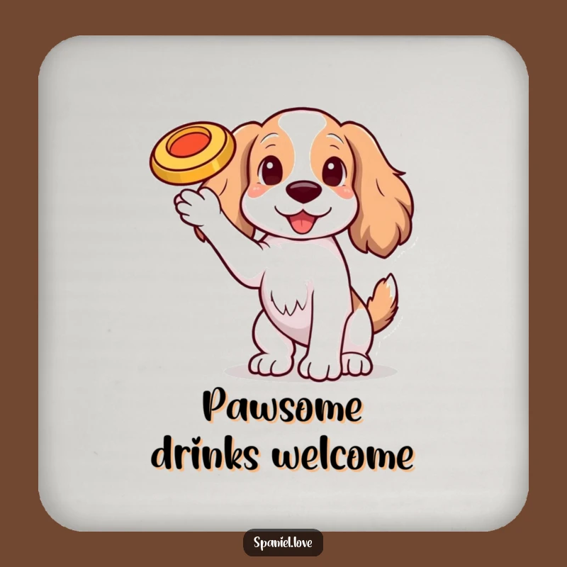 Funny Spaniel Frisbee Coaster: Protect Surfaces with Dog's Trick, Funny Gift