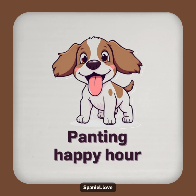 Funny Spaniel Panting Drink Coasters: Protect Surfaces with Happy Art