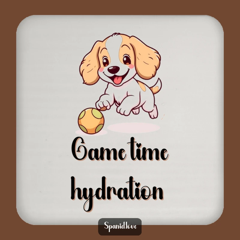 Funny Spaniel Ball Chase Coaster: Protect Surfaces with Playfulness