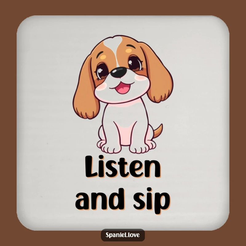 Funny Tilted Spaniel Drink Coaster: Protect Surfaces with Curious Charm