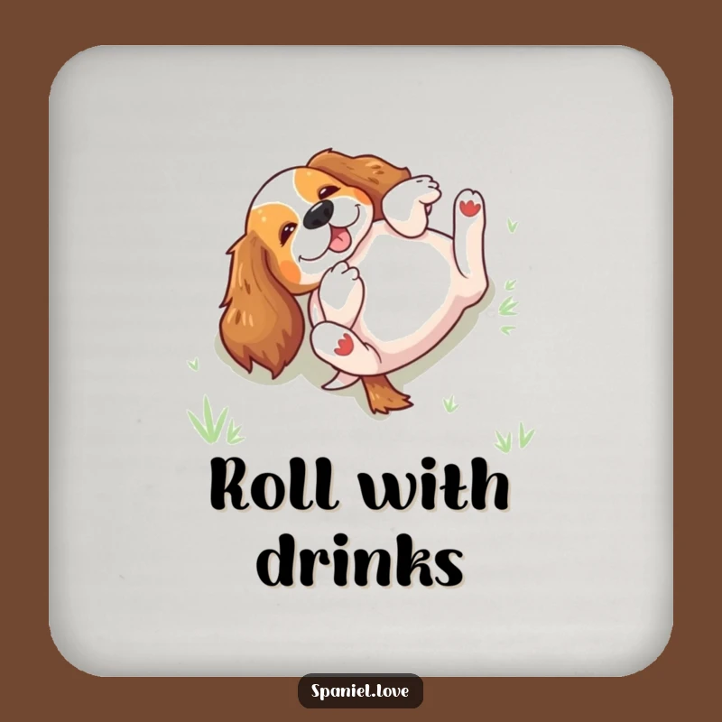 Funny Rolling Spaniel Drink Coaster: Protect Surfaces with Playful Charm