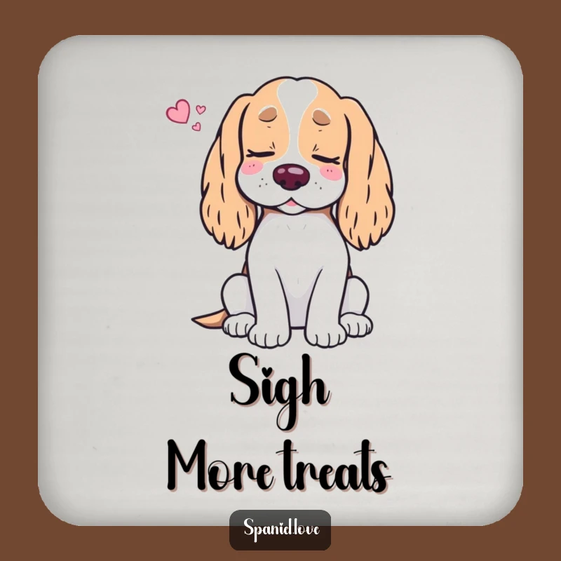 Funny Spaniel Treat Dream Coaster: Protect Surfaces with Hilarious Doggy Dream Art