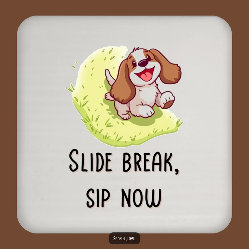 Funny Spaniel Hill Slide Coaster: Protect Surfaces with Canine Comedy, Perfect Funny Gift