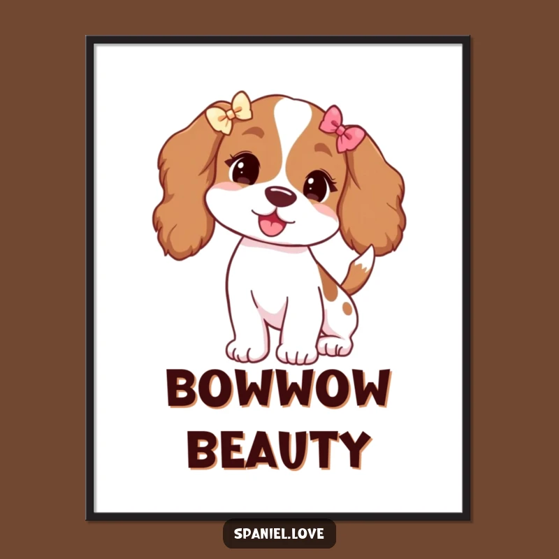 Funny Spaniel Bows Poster: Adorable Dog Art with Wagging Tail!