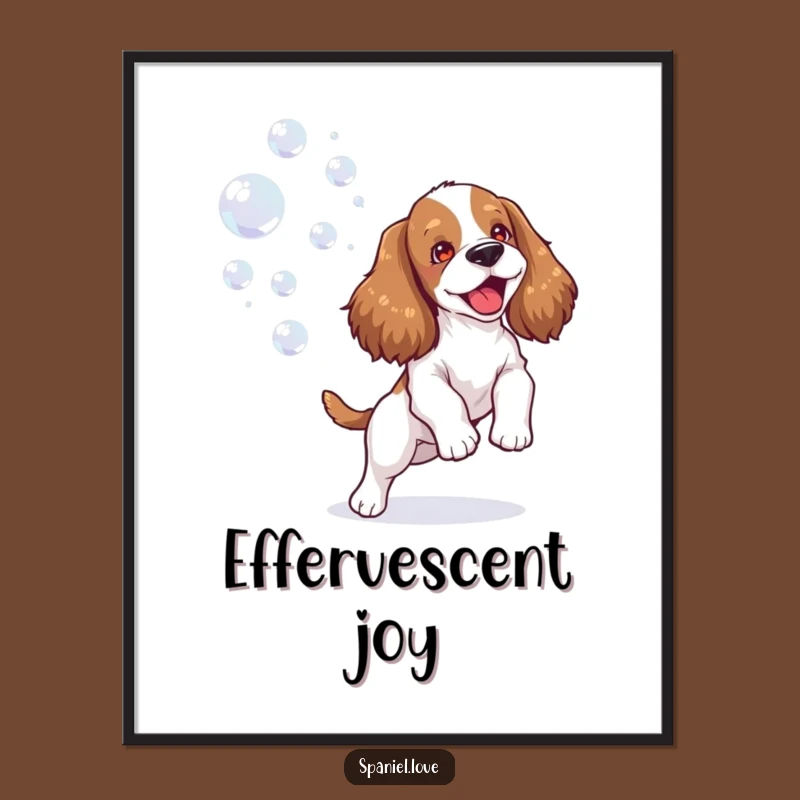 Funny Happy Spaniel Bubble Poster: Add Joyful Art to Your Walls!