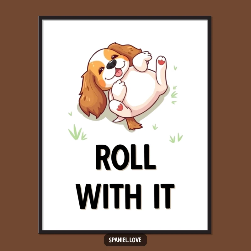 Funny Rolling Spaniel Poster: Bring Joyful Energy to Your Walls