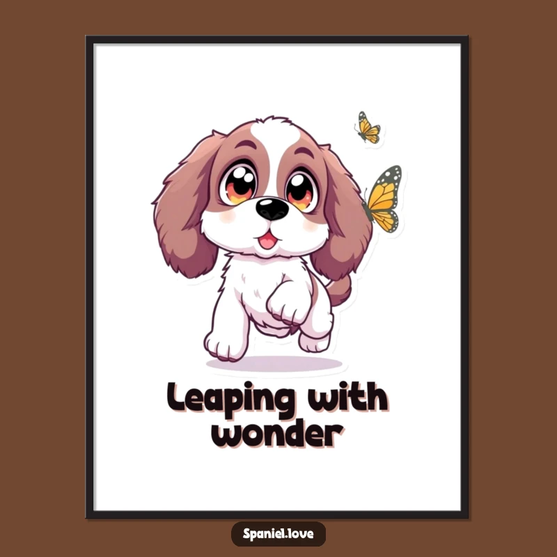 Funny Spaniel Butterfly Leap Poster: Decorate with Enchanting Art