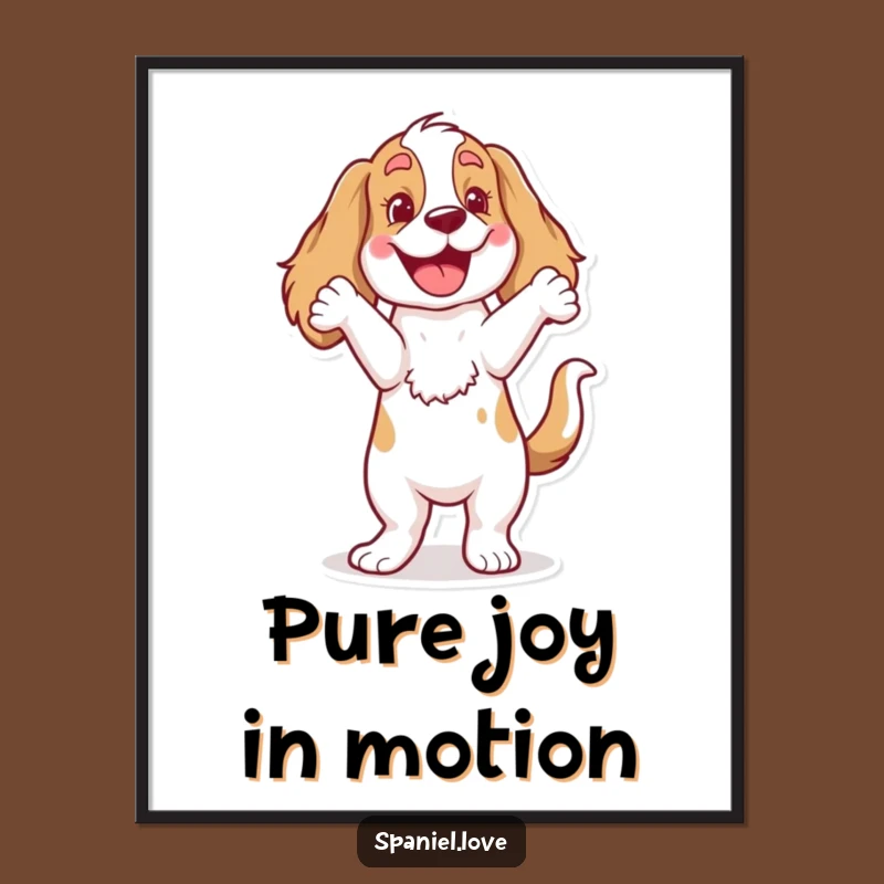 Funny Spaniel Dance Poster: Joyful Canine Moves Art, Ideal Wall Decor Funny Gift
