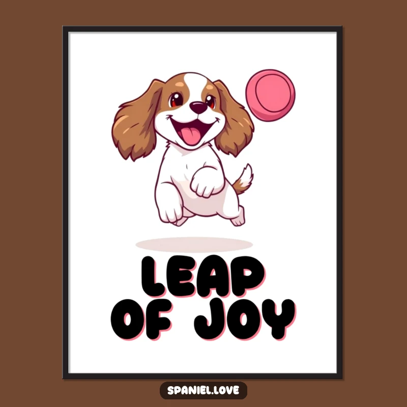 Funny Spaniel Frisbee Poster: Capture Hilarious Doggy Action Art