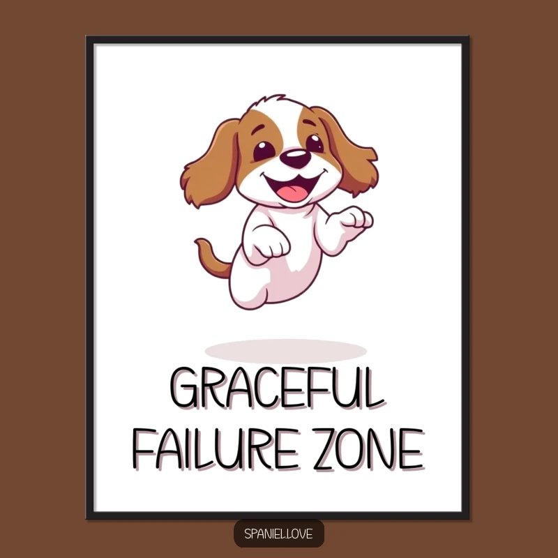 Funny Spaniel Jump Fail Poster - Hilarious Wall Art for Dog Fans