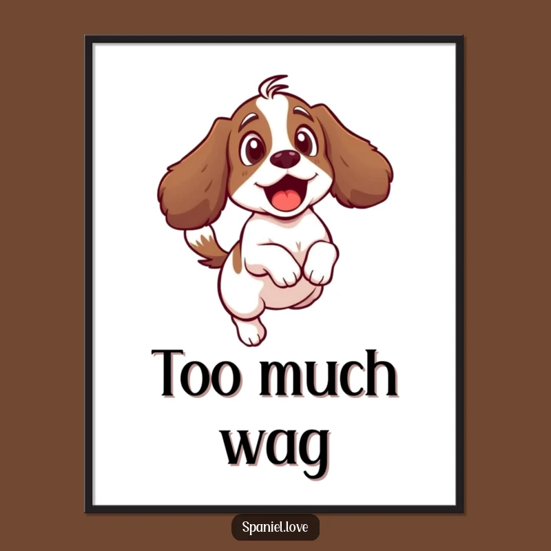 Funny Spaniel Tail Surprise Poster: Hilarious Dog Art for Your Walls.