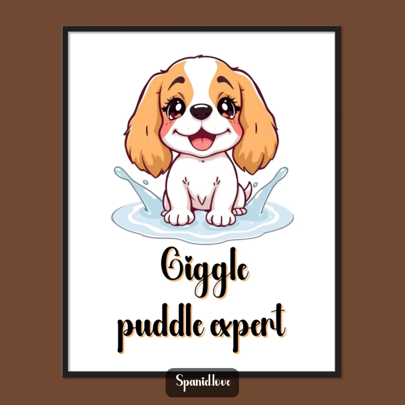 Funny Spaniel Giggling Puddle Poster: Bring Laughter to Your Walls