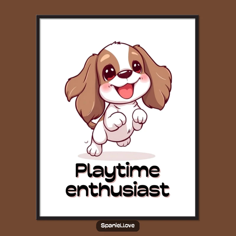 Funny Spaniel Playtime Poster: Excited Wiggle Art for Energetic Spaces