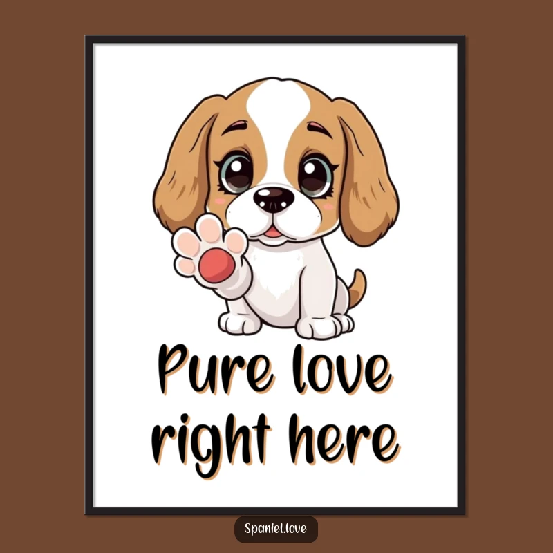 Funny Spaniel Paw Friend Poster: Adoring Eyes Art for Loving Spaces