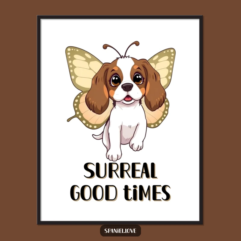 Funny Surprised Spaniel Butterfly Poster: Whimsical Art for Your Walls!