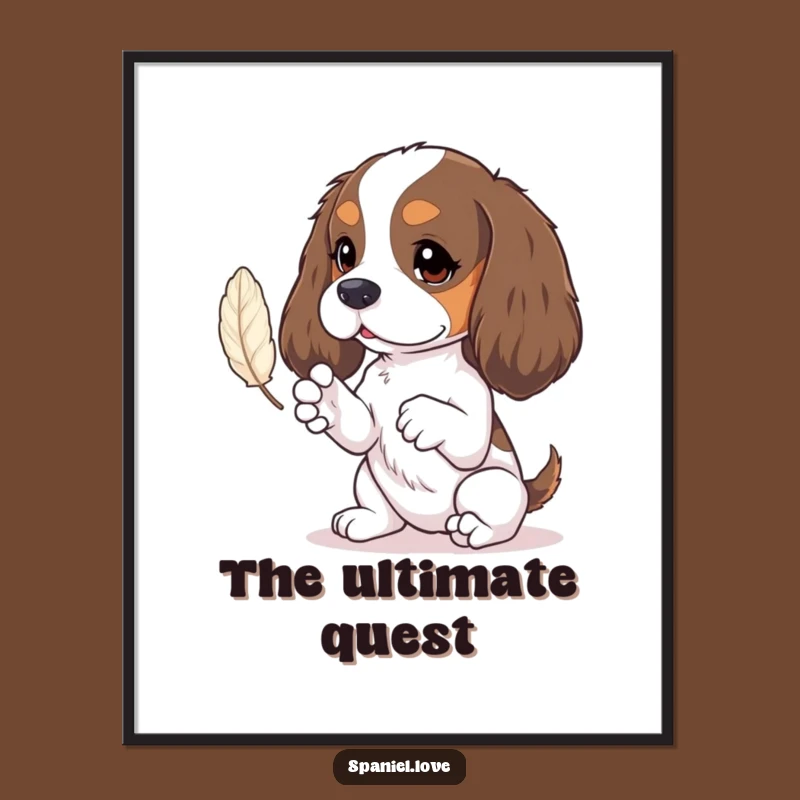 Funny Spaniel Tiny Paws Feather Play Poster - Whimsical Wall Art