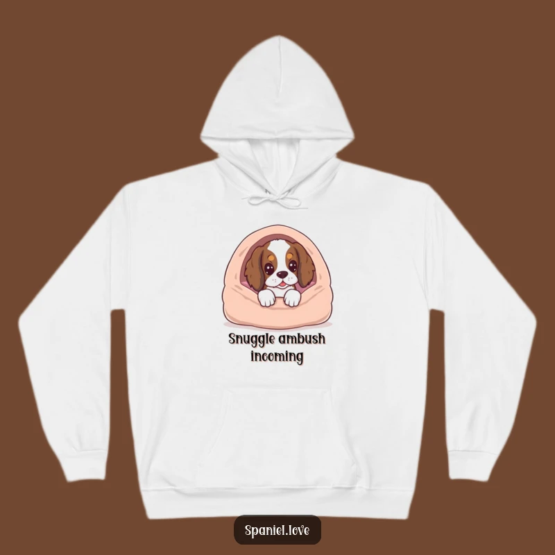 Cozy Funny Spaniel Anticipation Hoodie - Warm Humorous Dog Gift Apparel