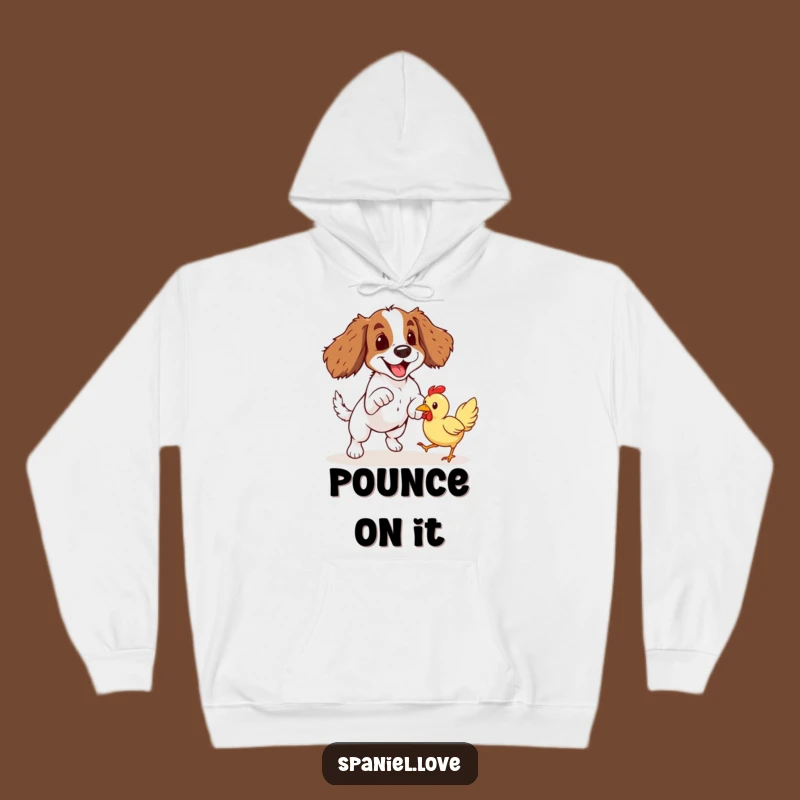 Cozy Spaniel Pounce Hoodie: Warm Up with This Funny Gift Celebrating Playtime Fun