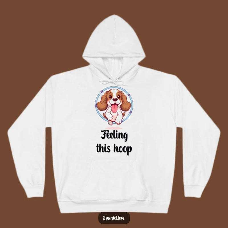Cozy Funny Spaniel Hula Hoop Hoodie: Warmth Meets Hilarious Doggy Fun!