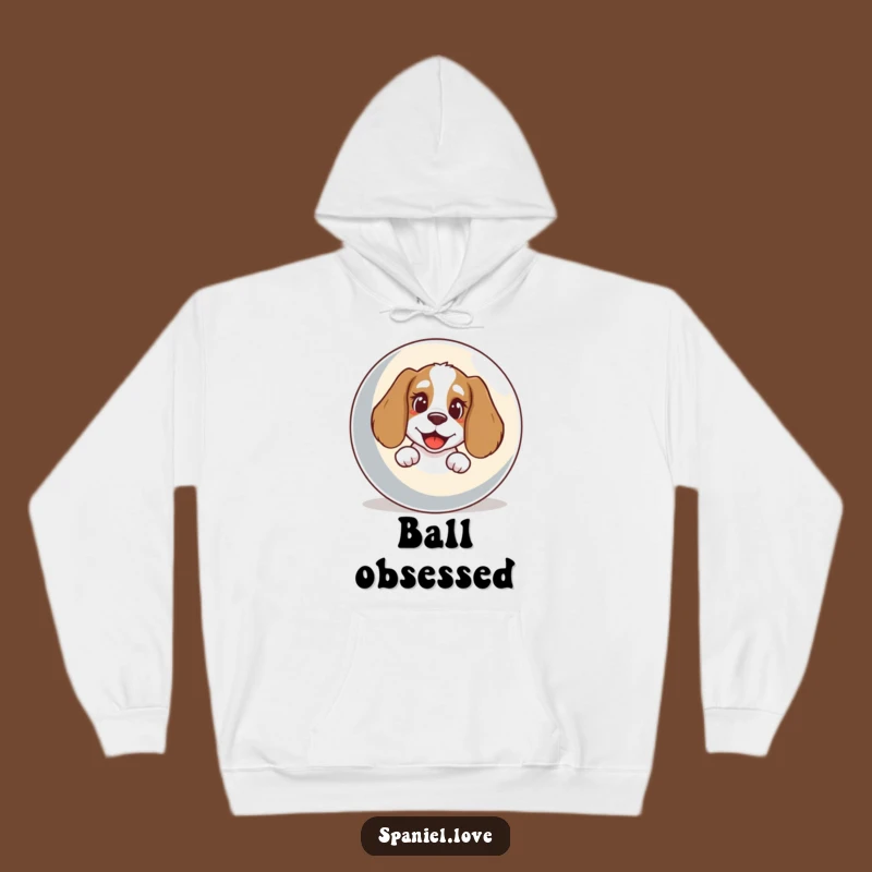 Funny Spaniel Ball Bark Hoodie: Cozy & Playful Dog Lover Gift
