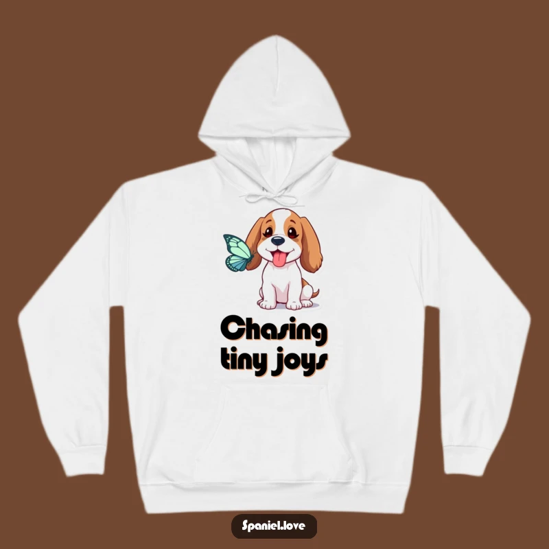 Funny Spaniel Butterfly Chase Hoodie: Cozy Up with Goofy Canine Charm