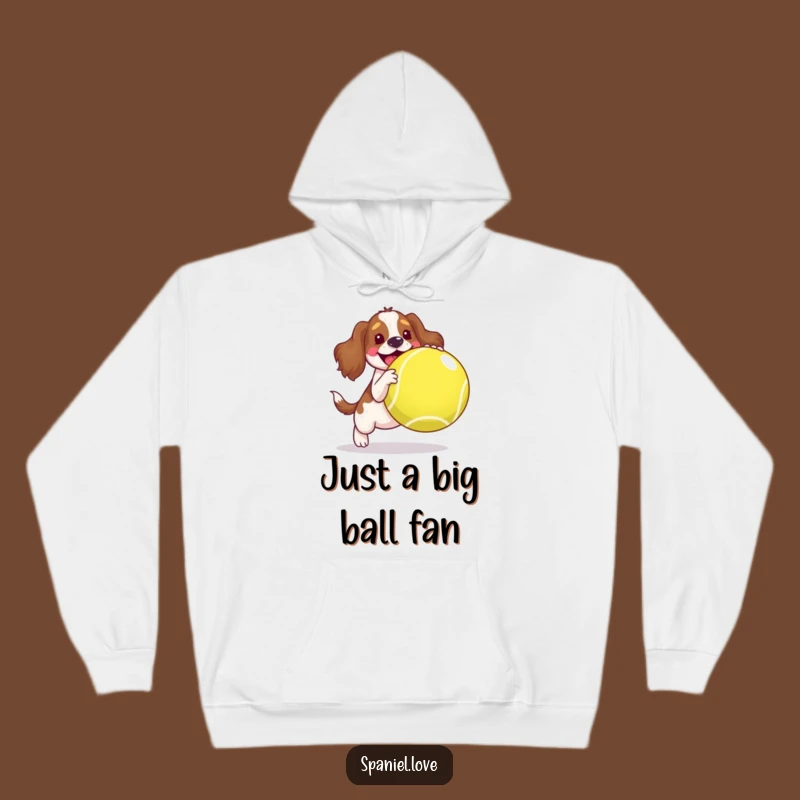 Funny Spaniel Tennis Ball Hoodie - Cozy Joyful Play, Warm & Humorous Gift