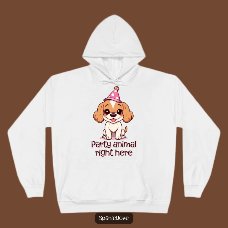 Funny Spaniel Party Hoodie: Cozy Goofy Grin Gift for Celebrations
