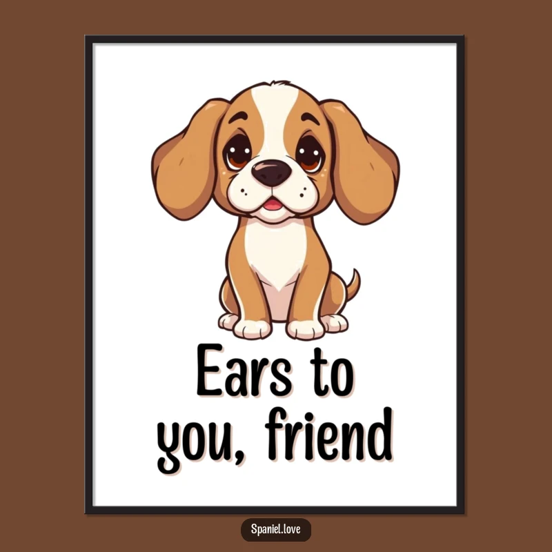 Funny Free Printable Wall Art: Attentive Spaniel, Head Tilt, Downloadable Decor