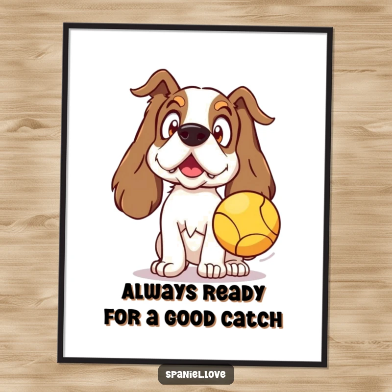 Funny free printable wall art: A spaniel expressing surprise with perked ears, an engaging downloadable piece for any room.