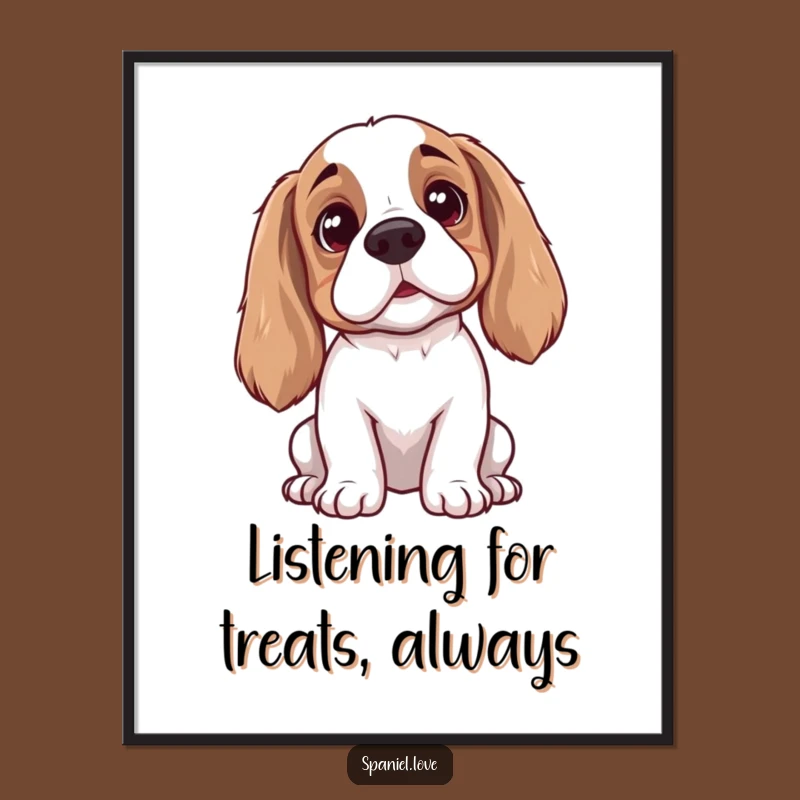 Free Printable Wall Art: Curious Spaniel Listening, Funny Dog Downloadable Home Decor