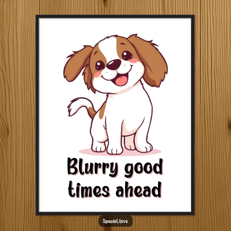 Funny Free Printable Wall Art: Spaniel's tail a happy blur, bringing infectious energy and wagging joy to any room.