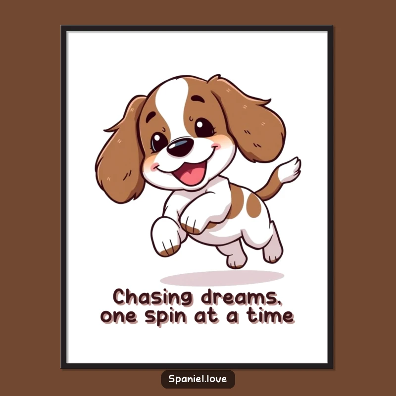 Free Printable Wall Art: Spaniel Tail Chase Funny Downloadable Art