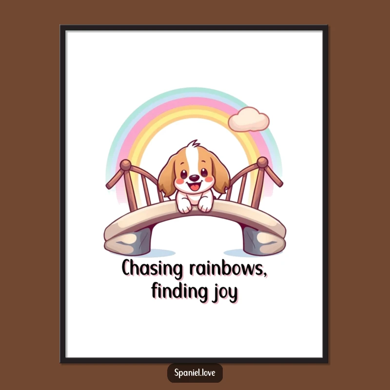 Funny Free Printable Wall Art: Spaniel Rainbow Slide - Whimsical Decor