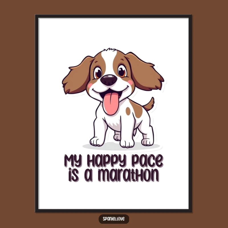 Free Printable Happy Spaniel Wall Art: Funny Panting Dog Downloadable Decor for Active Homes