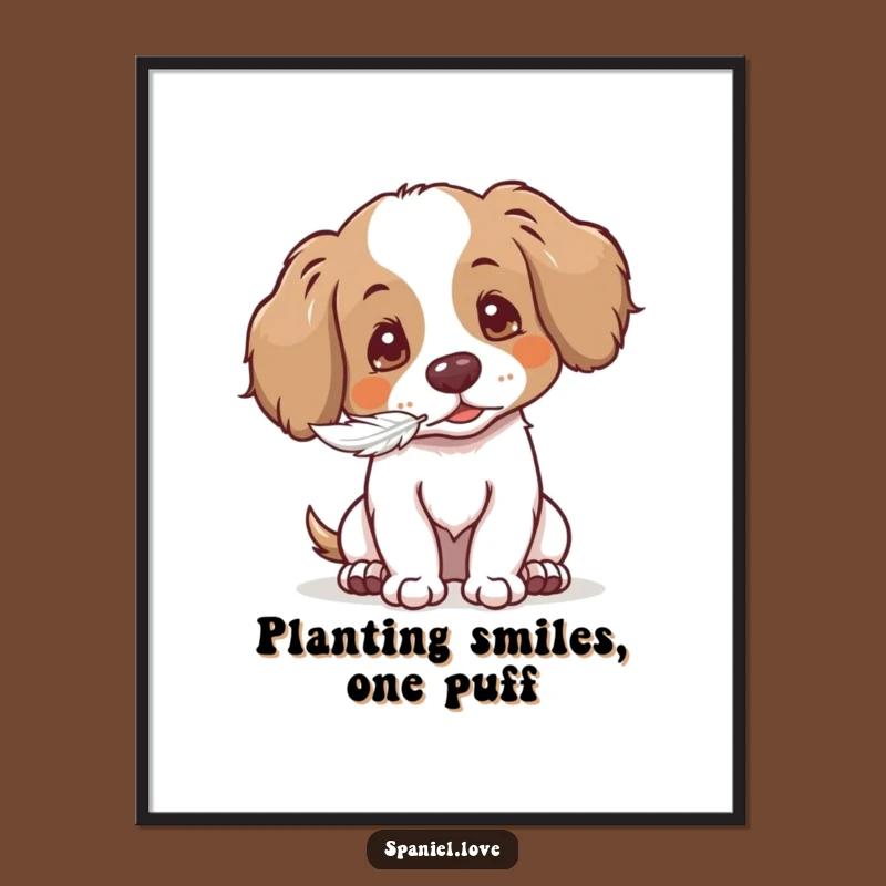 Free Printable Wall Art: Gentle Spaniel Seed Puff Downloadable Art Decor