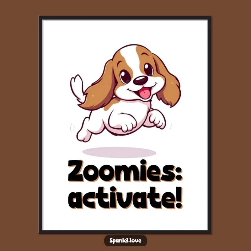 Funny Free Printable Wall Art: Scurrying Spaniel - Downloadable Dog Art