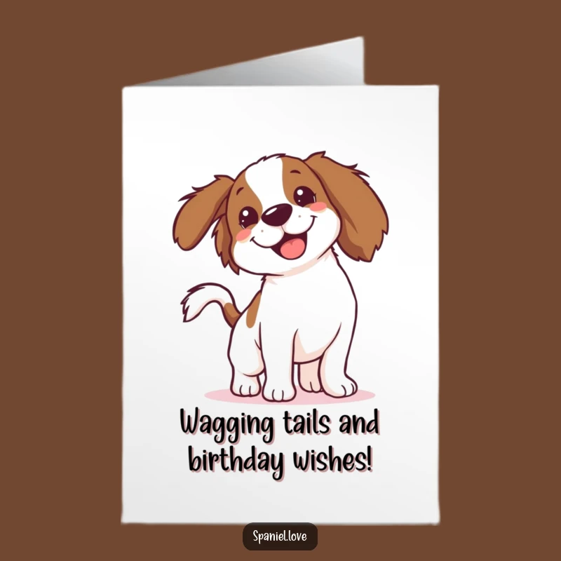 Free Printable Birthday Card: Funny Spaniel Tail Wagging Design, Perfect Downloadable Gift