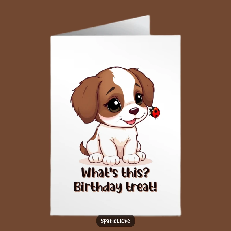Free Printable Birthday Card: Spaniel & Ladybug for a Cute Downloadable Gift